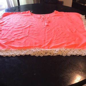 NWT Women’s XL Takara Neon Orange / Lace Top